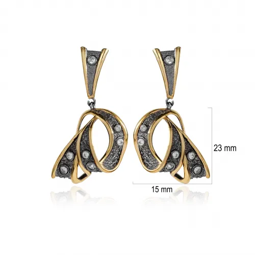925 Silver Wholesale Two Tone Dangle Earrings 925 Silver Wholesale Two Tone Dangle Earrings