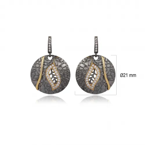 Filigree Leaf Turkish 925 Silver CZ Earrings Filigree Leaf Turkish 925 Silver CZ Earrings