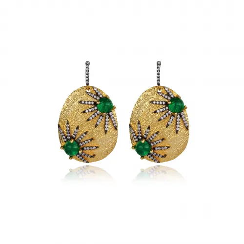 Wholesale 925 Silver Emerald Starburst Earrings