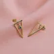 Plain Triangle Round CZ Stone Stud Earrings Plain Triangle Round CZ Stone Stud Earrings