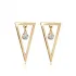 Plain Triangle Round CZ Stone Stud Earrings