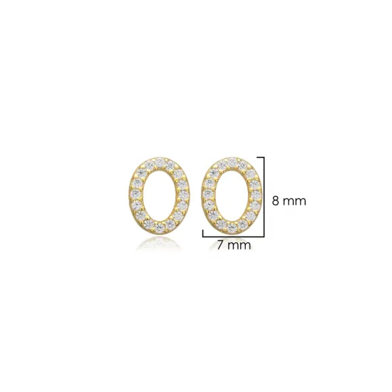 Oval Design CZ Stone Silver Stud Earrings Oval Design CZ Stone Silver Stud Earrings