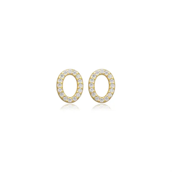 Oval Design CZ Stone Silver Stud Earrings Oval Design CZ Stone Silver Stud Earrings