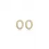 Oval Design CZ Stone Silver Stud Earrings