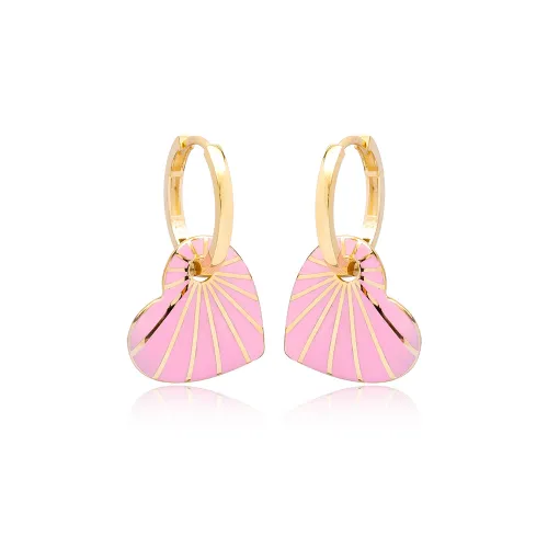 Heart Design Pink Enamel Earrings Turkish Wholesale 925 Sterling Silver Jewelry