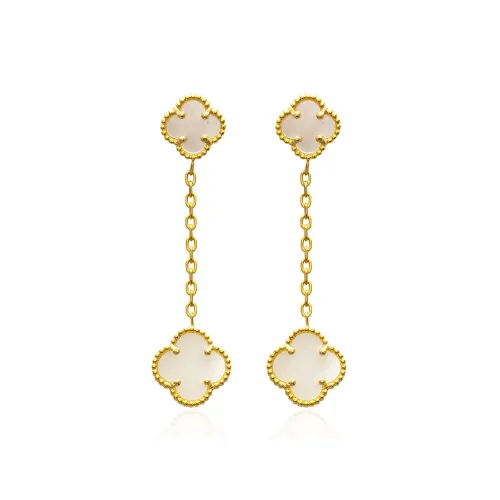 White Clover 925 Silver Stud Earrings