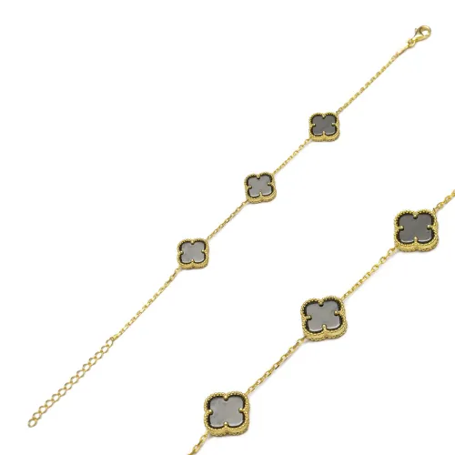 Three Motif Black Clover 925 Charm Bracelet