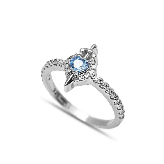 CZ Aquamarine 925 Silver Cluster Ring CZ Aquamarine 925 Silver Cluster Ring