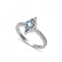 CZ Aquamarine 925 Silver Cluster Ring