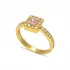 Pink Square CZ Stone 925 Cluster Ring