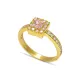 Pink Square CZ Stone 925 Cluster Ring Pink Square CZ Stone 925 Cluster Ring