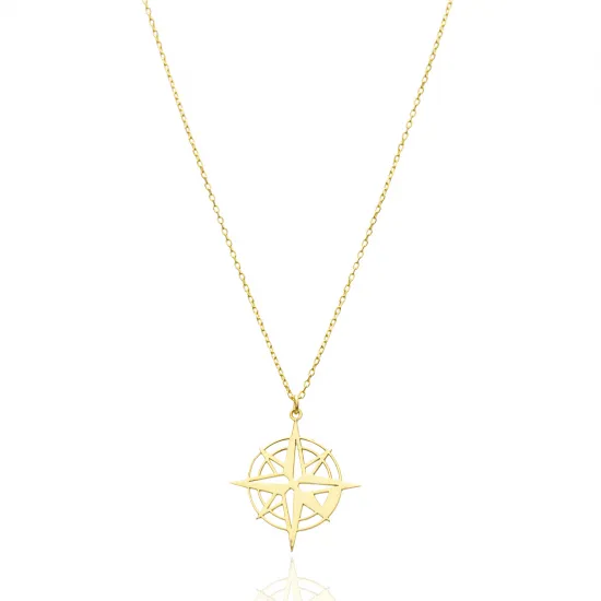 925 Silver Compass Rose Necklace | 925 Sterling Silver Wholesale | Sade Silver 925 Silver Compass Rose Necklace - Sade 925 Silver Jewelry