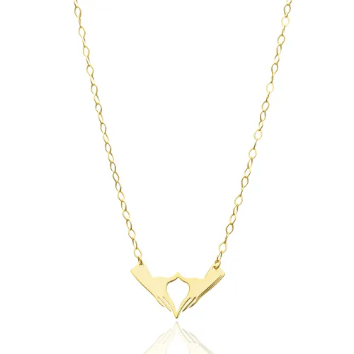 925 Sterling Silver Heart Hands Necklace