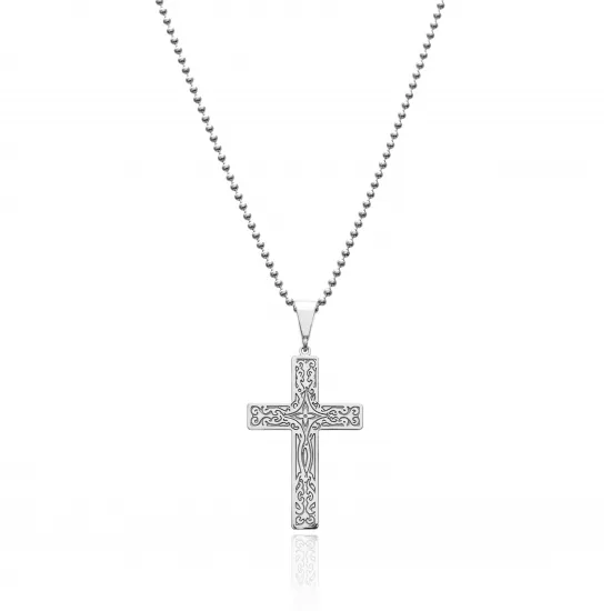 Gold Filigree Cross 925 Silver Necklace | 925 Sterling Silver Wholesale | Sade Silver Gold Filigree Cross 925 Silver Necklace - Sade 925 Silver Jewelry