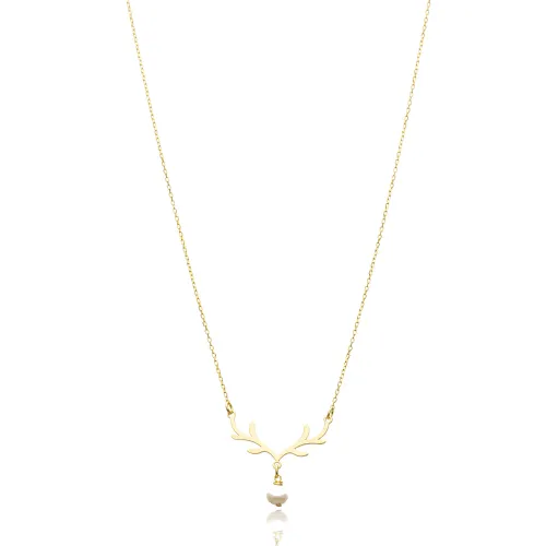 925 Silver Deer Antler Pearl Necklace