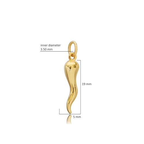 Pendant Charm Itallian Horn Symbol Plain Pendant Charm Itallian Horn Symbol Plain