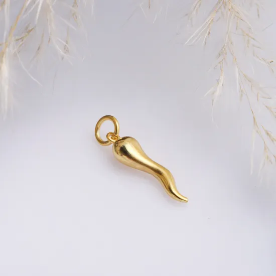 Pendant Charm Itallian Horn Symbol Plain | 925 Sterling Silver Wholesale | Sade Silver Pendant Charm Itallian Horn Symbol Plain - Sade 925 Silver Jewelry