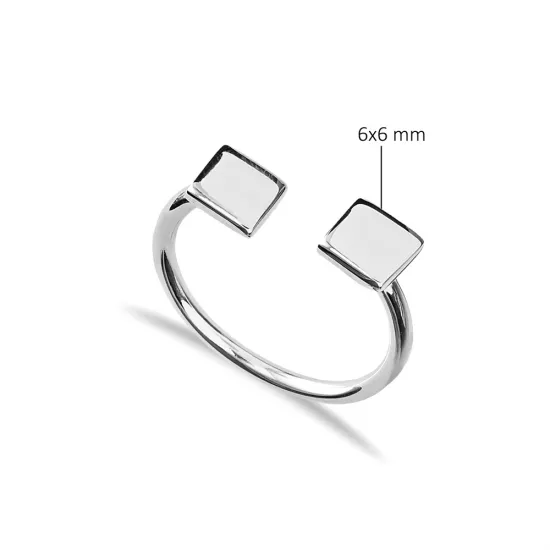 Square Design Plain Silver Adjustable Ring | 925 Sterling Silver Wholesale | Sade Silver Square Design Plain Silver Adjustable Ring - Sade 925 Silver Jewelry