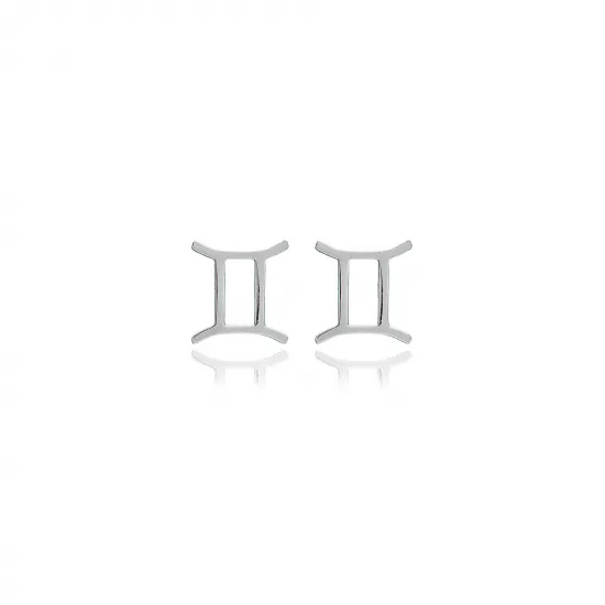 Gemini Horoscope 925 Silver Stud Earrings | 925 Sterling Silver Wholesale | Sade Silver Gemini Horoscope 925 Silver Stud Earrings - Sade 925 Silver Jewelry