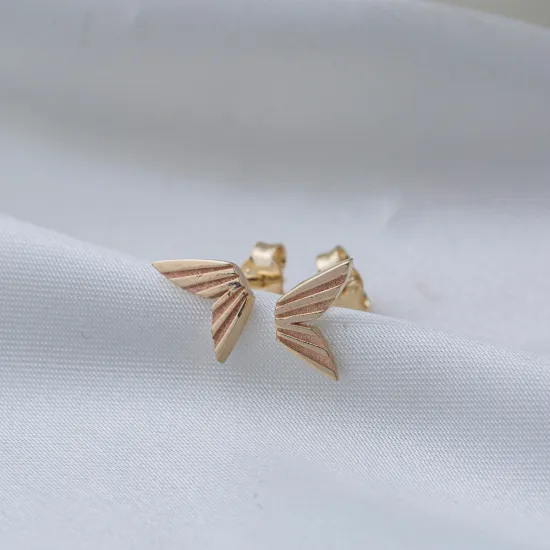 Plain Wings 925 Silver Stud Earrings | 925 Sterling Silver Wholesale | Sade Silver Plain Wings 925 Silver Stud Earrings - Sade 925 Silver Jewelry