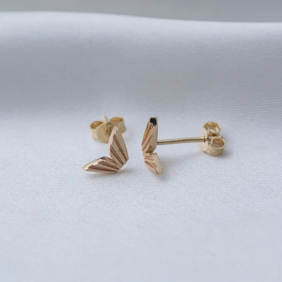 Plain Wings 925 Silver Stud Earrings | 925 Sterling Silver Wholesale | Sade Silver Plain Wings 925 Silver Stud Earrings - Sade 925 Silver Jewelry