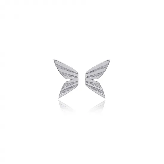 Plain Wings 925 Silver Stud Earrings | 925 Sterling Silver Wholesale | Sade Silver Plain Wings 925 Silver Stud Earrings - Sade 925 Silver Jewelry