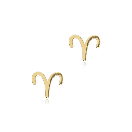 Aries Zodiac 925 Silver Stud Earrings | 925 Sterling Silver Wholesale | Sade Silver Aries Zodiac 925 Silver Stud Earrings - Sade 925 Silver Jewelry