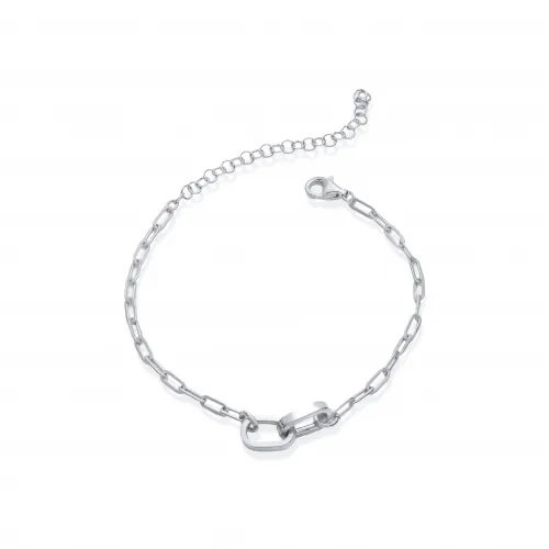 Elegant Chain Design Charm Silver Bracelet