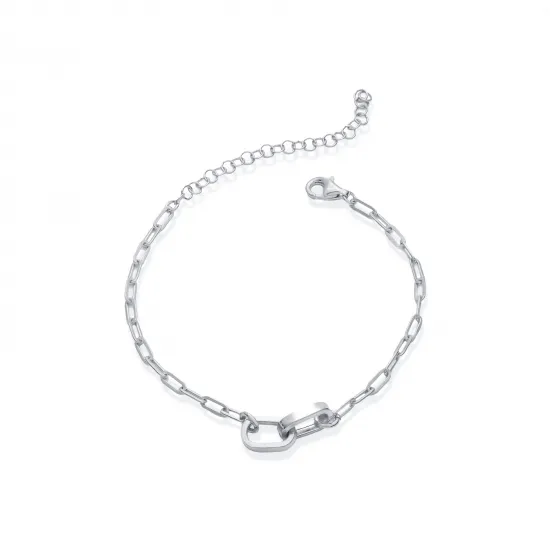 Elegant Chain Design Charm Silver Bracelet | 925 Sterling Silver Wholesale | Sade Silver Elegant Chain Design Charm Silver Bracelet - Sade 925 Silver Jewelry