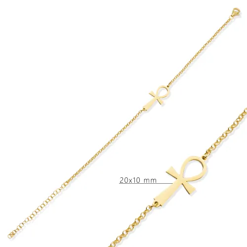 Ankh Symbol Rolo 925 Silver Charm Bracelet Ankh Symbol Rolo 925 Silver Charm Bracelet