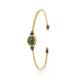 Malachite Stone Oval 22K Gold Plated 925 Silver Vintage Bangle | 925 Sterling Silver Wholesale | Sade Silver Malachite Stone Oval 22K Gold Plated 925 Silver Vintage Bangle - Sade 925 Silver Jewelry