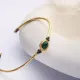 Malachite Stone Oval 22K Gold Plated 925 Silver Vintage Bangle | 925 Sterling Silver Wholesale | Sade Silver Malachite Stone Oval 22K Gold Plated 925 Silver Vintage Bangle - Sade 925 Silver Jewelry