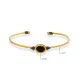 Onyx Stone Oval 22K Gold Plated 925 Silver Vintage Bangle | 925 Sterling Silver Wholesale | Sade Silver Onyx Stone Oval 22K Gold Plated 925 Silver Vintage Bangle - Sade 925 Silver Jewelry