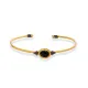 Onyx Stone Oval 22K Gold Plated 925 Silver Vintage Bangle | 925 Sterling Silver Wholesale | Sade Silver Onyx Stone Oval 22K Gold Plated 925 Silver Vintage Bangle - Sade 925 Silver Jewelry