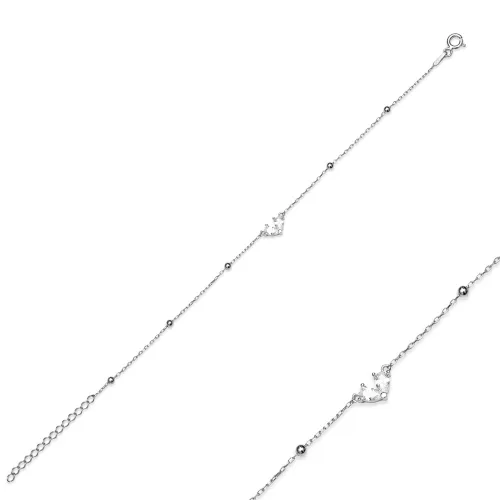 Teardrop Cut White CZ Heart Charm Bracelet
