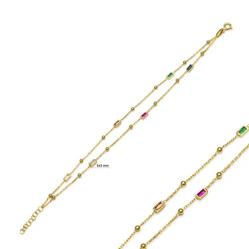 925 Silver Double Rainbow Baguette Bracelet 925 Silver Double Rainbow Baguette Bracelet