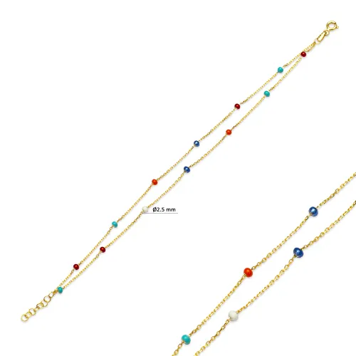 Multicolor Enamel Bead 925 Silver Bracelet Multicolor Enamel Bead 925 Silver Bracelet