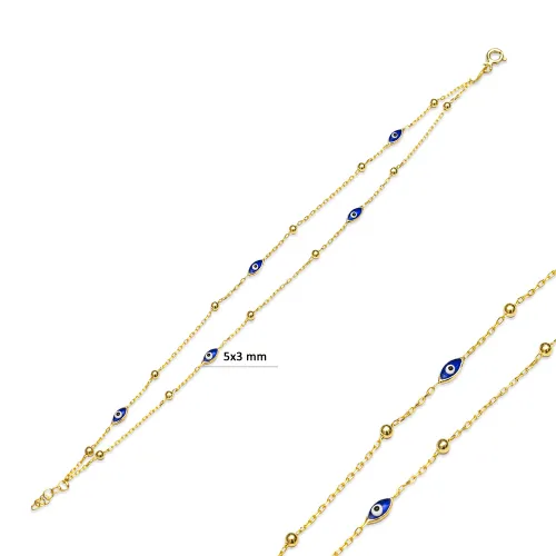 Blue Oval Evil Eye Double Chain 925 Bracelet Blue Oval Evil Eye Double Chain 925 Bracelet