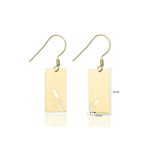 Leaf Cutout 925 Silver Hook Earrings
