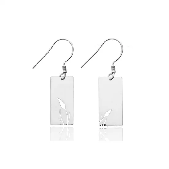 Leaf Cutout 925 Silver Hook Earrings | 925 Sterling Silver Wholesale | Sade Silver Leaf Cutout 925 Silver Hook Earrings - Sade 925 Silver Jewelry