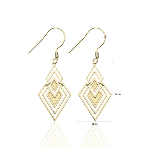Geometric Diamond 925 Silver Hook Earrings