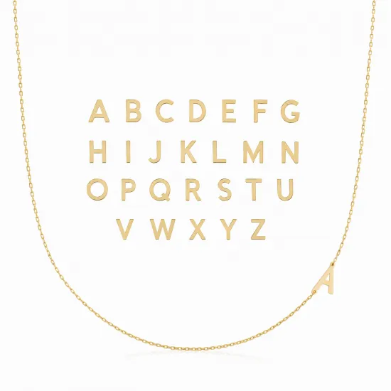 Plain Alphabet Letter 30 Forse Chain Wholesale Silver Necklace | 925 Sterling Silver Wholesale | Sade Silver Plain Alphabet Letter 30 Forse Chain Wholesale Silver Necklace - Sade 925 Silver Jewelry