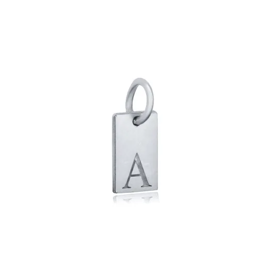 Plain Tag Letter Charm 925 Sterling Silver Pendant | 925 Sterling Silver Wholesale | Sade Silver Plain Tag Letter Charm 925 Sterling Silver Pendant - Sade 925 Silver Jewelry